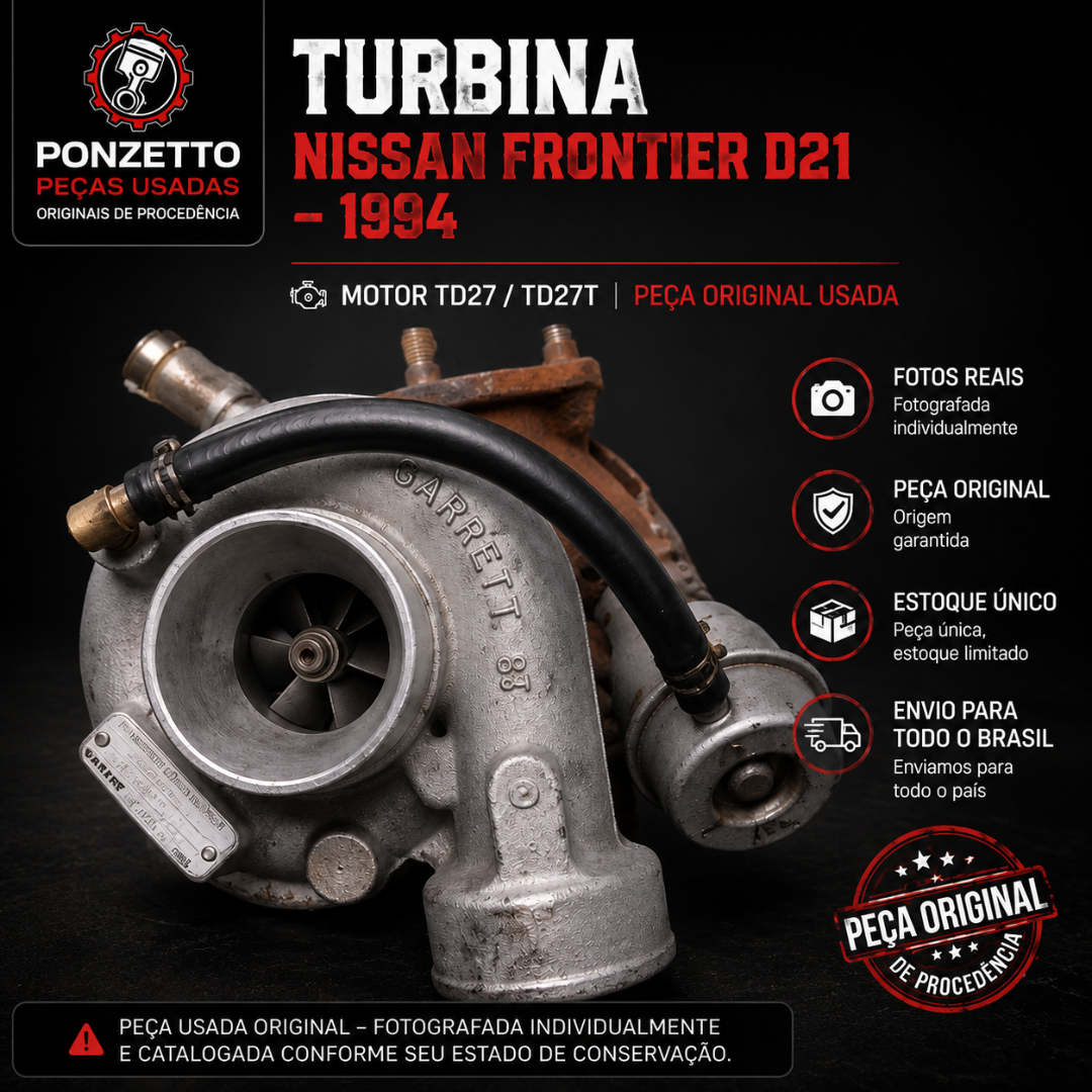 Turbina / Turbo Compressor Nissan Frontier D21 1994 TD27T – Original Usada - Imagem 8