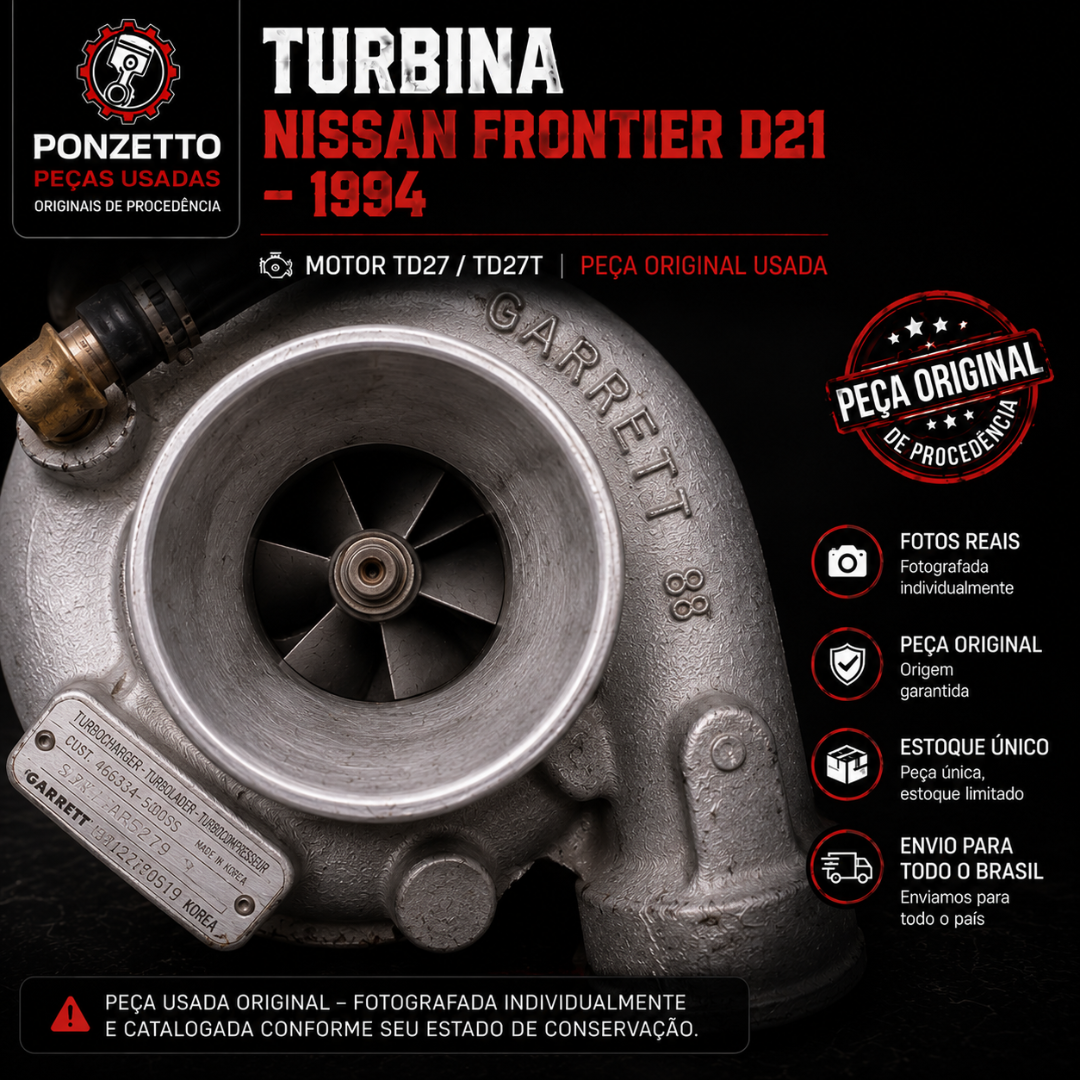 Turbina / Turbo Compressor Nissan Frontier D21 1994 TD27T – Original Usada - Imagem 5