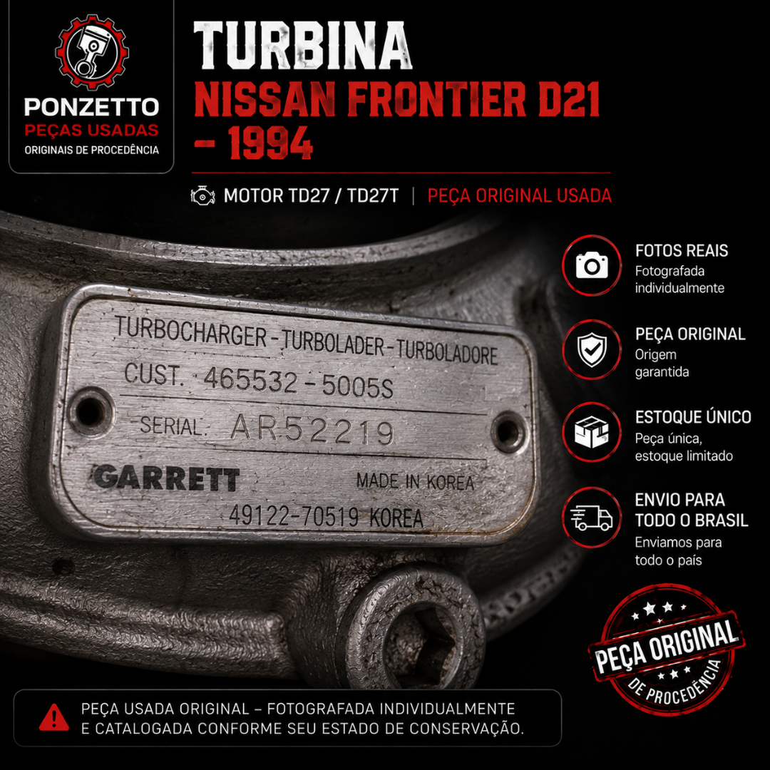 Turbina / Turbo Compressor Nissan Frontier D21 1994 TD27T – Original Usada - Imagem 4