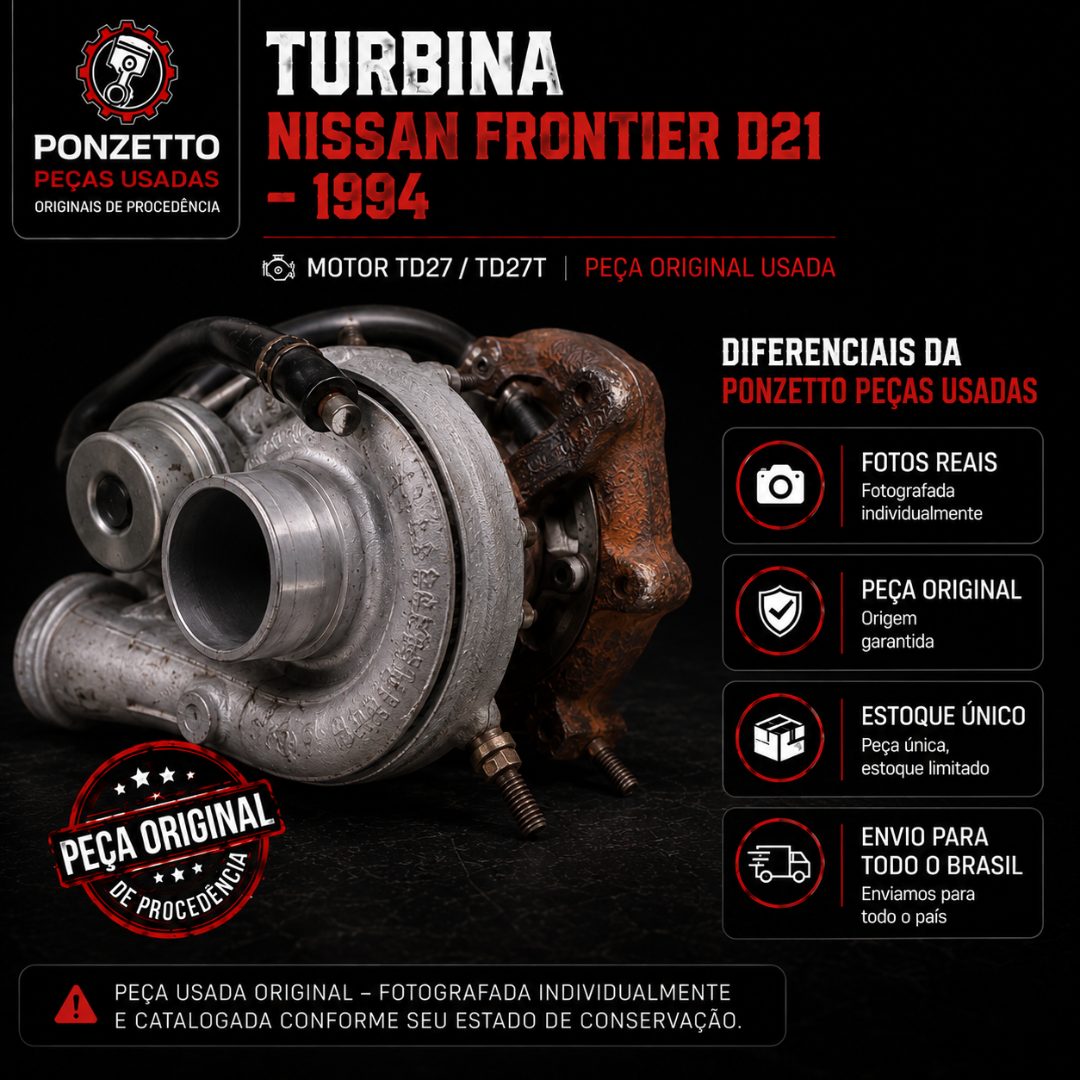 Turbina / Turbo Compressor Nissan Frontier D21 1994 TD27T – Original Usada - Imagem 3